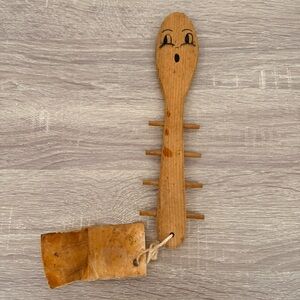 VTG Wooden Bean Spoon Folk Art Gag Gift Retro Novelty Kitchen Decor Primitive